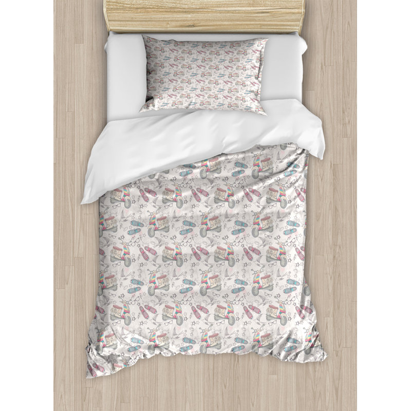Ensemble de housse de couette, Housse de couette simple + 1 taie décorative, Jeunesse grunge amusant