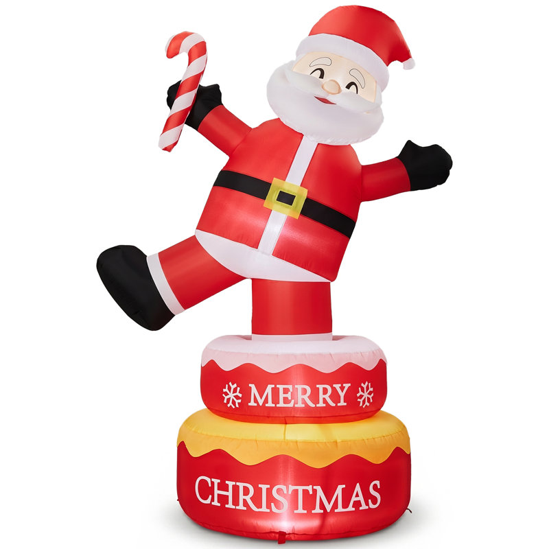 Décoration de Noël pour l'extérieur 6 pi, 6 pi, père Noël, gonflable avec 4 lumières DEL, polyester 210D, 1 400 mA