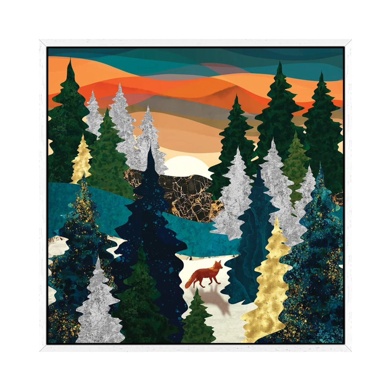 Amber Fox - Print on Canvas, 66.04 cm H x 66.04 cm W, White Framed