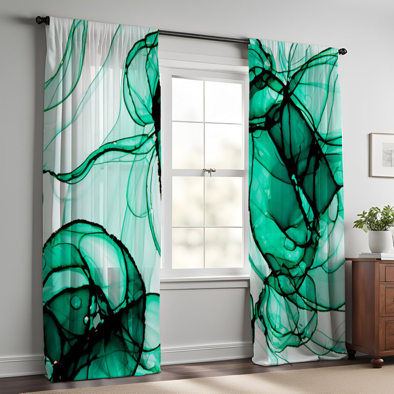 Paire de rideaux semi-transparents en polyester Elizaida, L 20 po x L 61 po