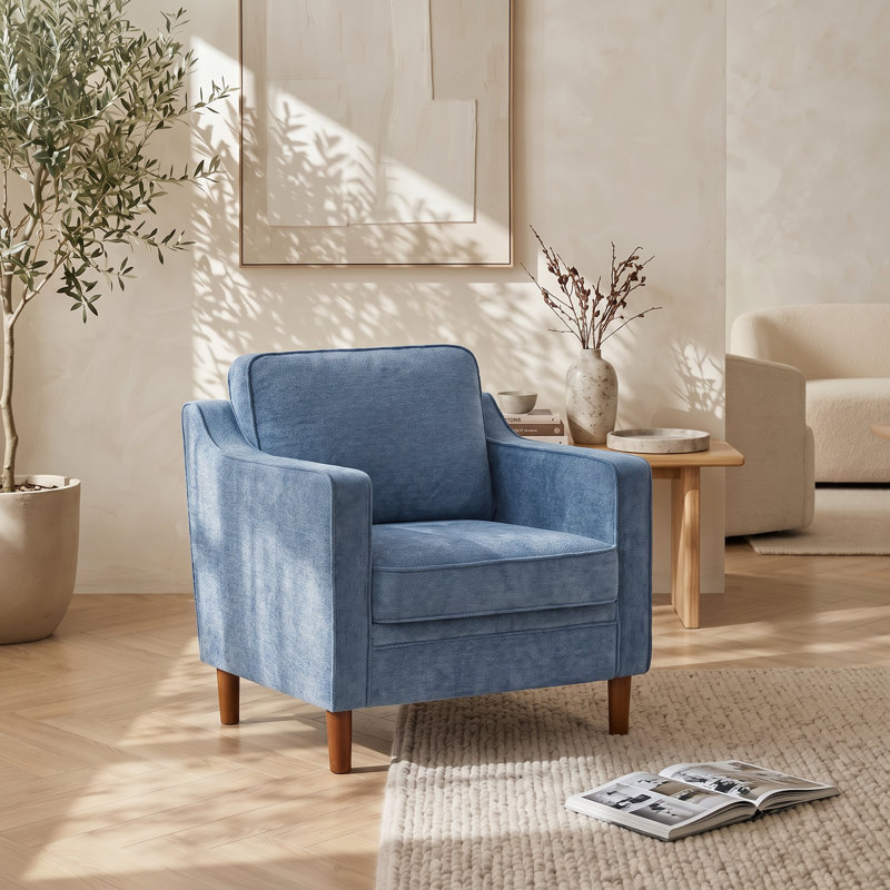 Fauteuil moderne l 32 po, Blue Chenille