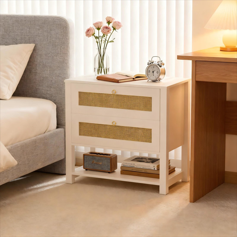 25.6'' Nightstand with 2-Drawer and 1 Open Shelf(Set of 2)