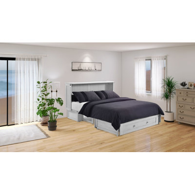 Grand lit escamotable avec rangement et ports de charge