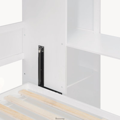 Lit escamotable double avec bureau et armoires en rotin, lit mural peu encombrant pour bureau à domicile, noir