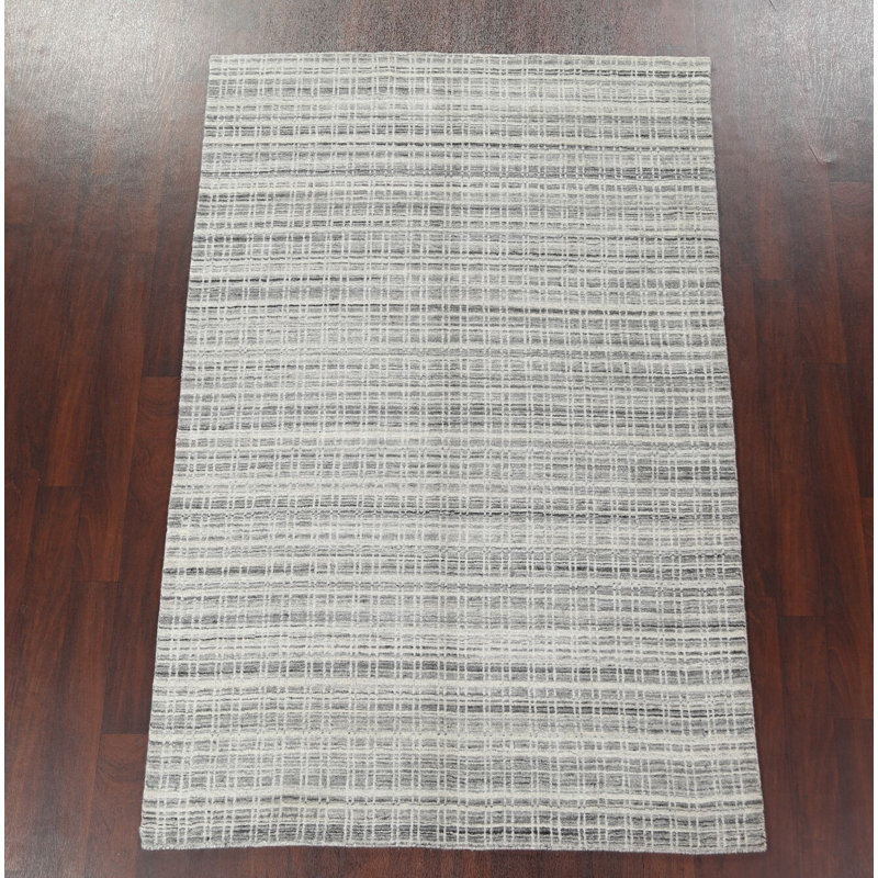 Tapis à carreaux en laine Gabbeh noué à la main 5 x 8