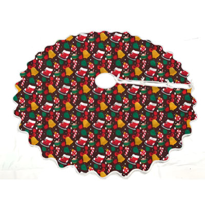 Printed Scalloped Christmas Tree Skirt-54" Diameter
