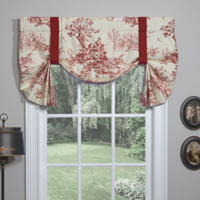 Bouvier Red Traditional Cotton Toile Tie Up Valance