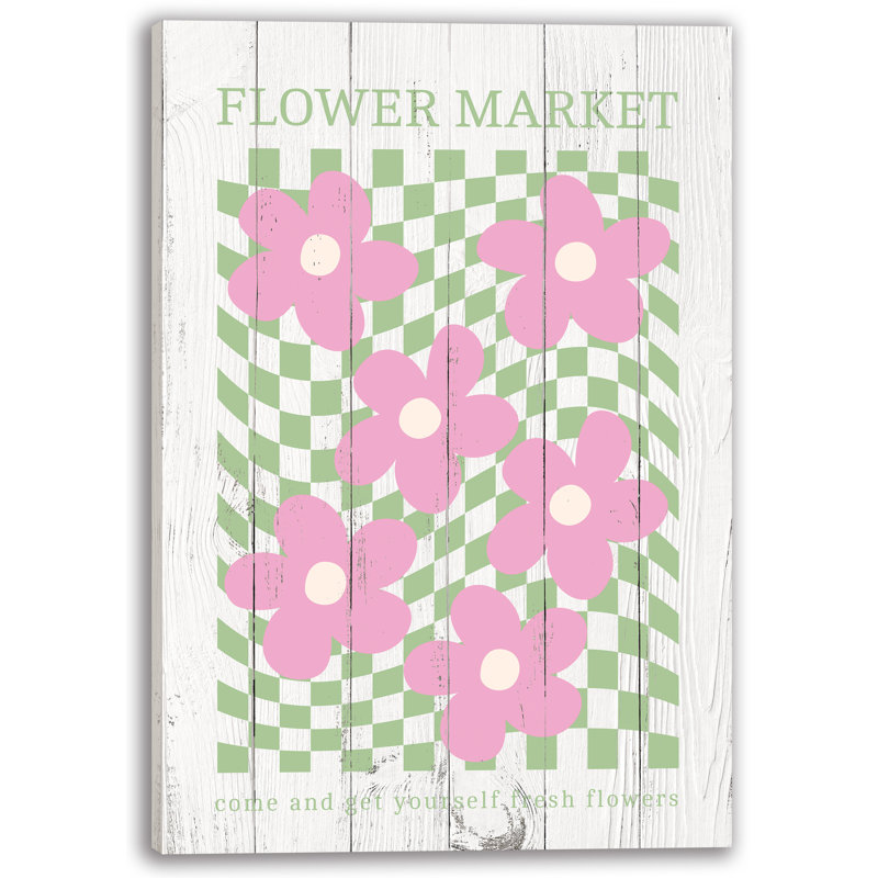 Art mural rétro sur toile, marché aux fleurs, H 12 po x l 16 po