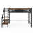 Queen Size Metal Loft Bed with Storage Stairs, Built-in Shelves & Bookshelf, Platform Loft Bed for Bedroom, Dorms & Guests, Black-1085649437