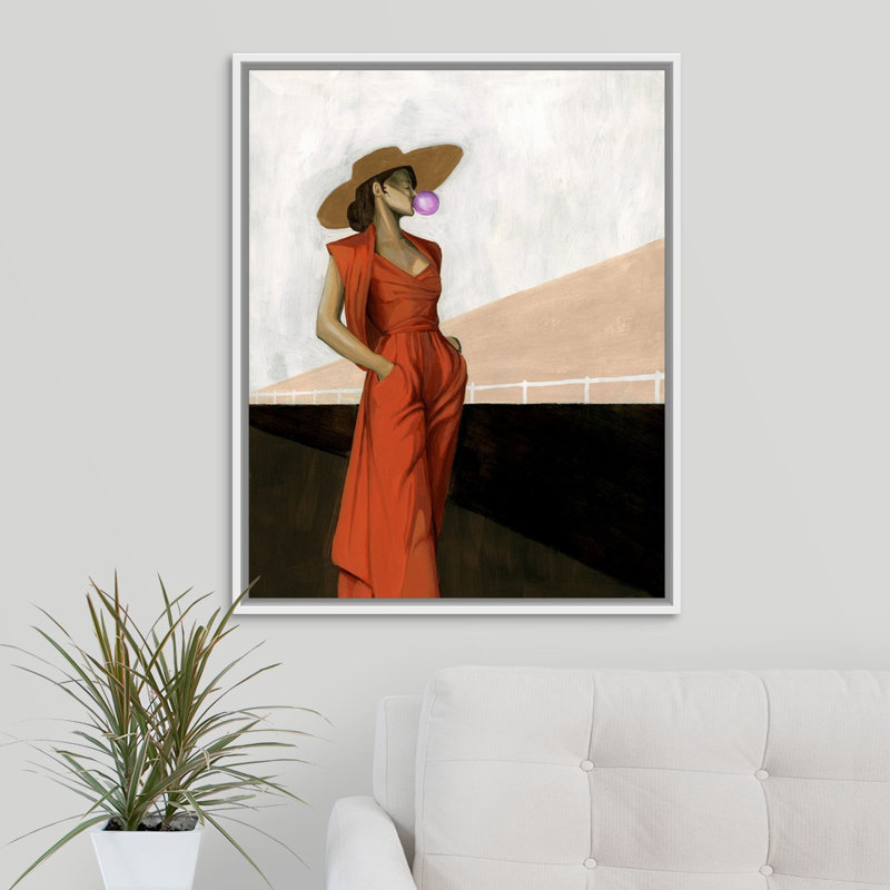 « pop » par the novogratz-painting on toile, H 30 po x l 24 po x P 1,25 po, Cadre flottant blanc