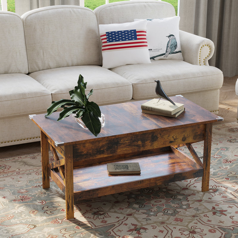 Lift Top Coffee Table With Storage, Rustic Brown