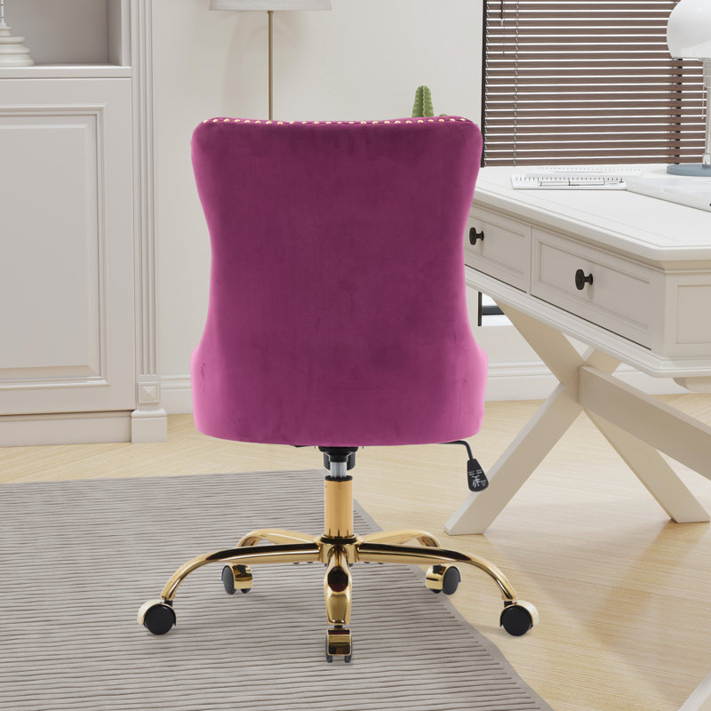 Chaise de bureau en velours, Mauve