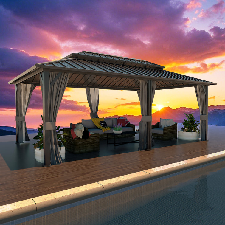 Hardtop Double-Roofed Aluminum Patio Gazebo Multiple Sizes