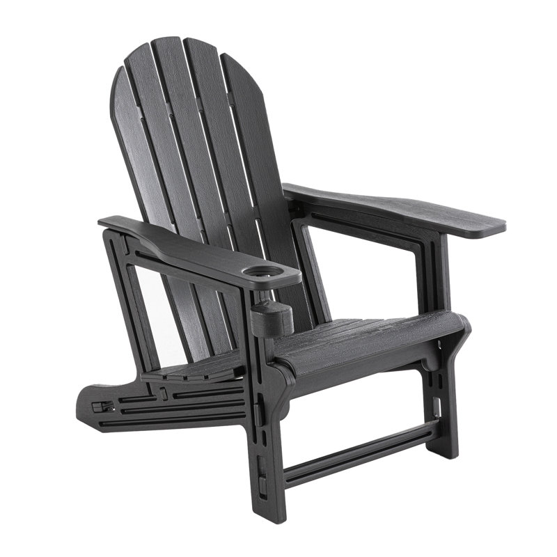 HDPE Folding Adirondack Chair, Black