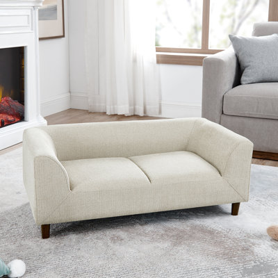Beige Linen Pet With For Medium And Large Canines, Short Leg Stability, Soft Cushion Modern Rectangular Dog Breeds, Neck Back Support, Beige, 39.5"*23"*14", Upholstery