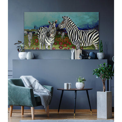 " Poppy Field Of Zebras " by Eli Halpin Painting Print