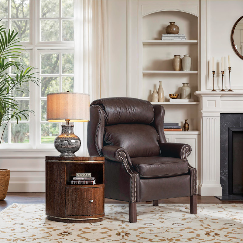 Chippendale Recliner, Central Park Brown Genuine Leather
