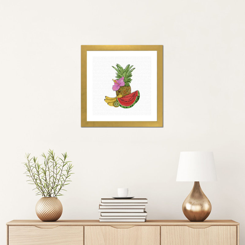 «Fruit Salad» par Angelika Parker, impression, Papier encadré doré, Blanc, H 16 po x l 16 po x p 1 po