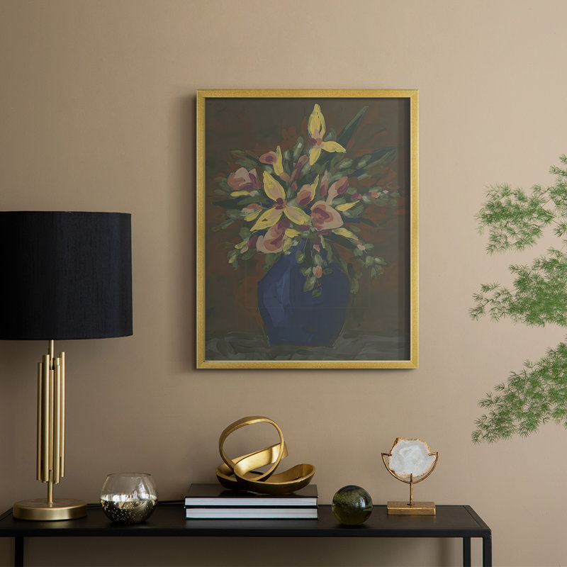 «Dark Bouquet II», reproduction encadrée - bois massif, H 11 po x l 9 po, Doré