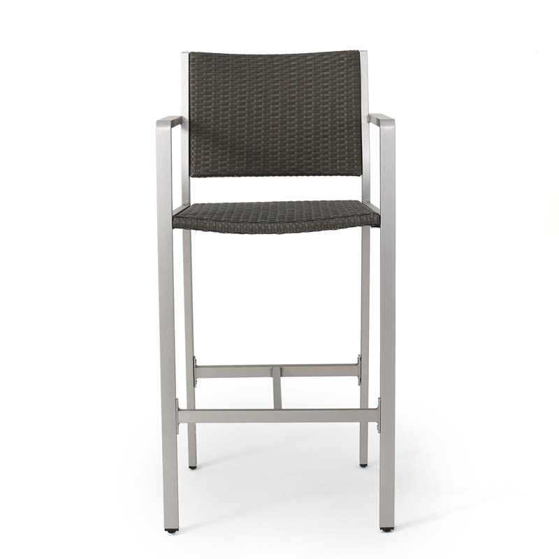 Ensemble de 2 tabourets de bar d'extérieur en aluminium antirouille avec siège et dossier 29,50 po