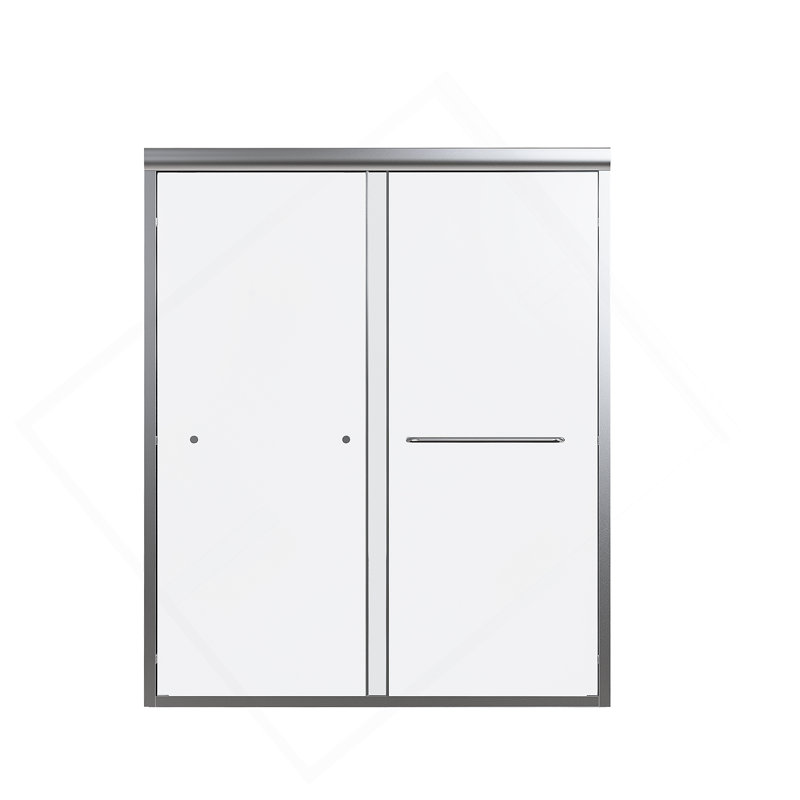 56"-60"W*72" H  Semi-Frameless Double Sliding Shower Door, Bypass Shower Door, 1/4" (6mm) Thick SGCC Tempered Glass Door,  Chrome