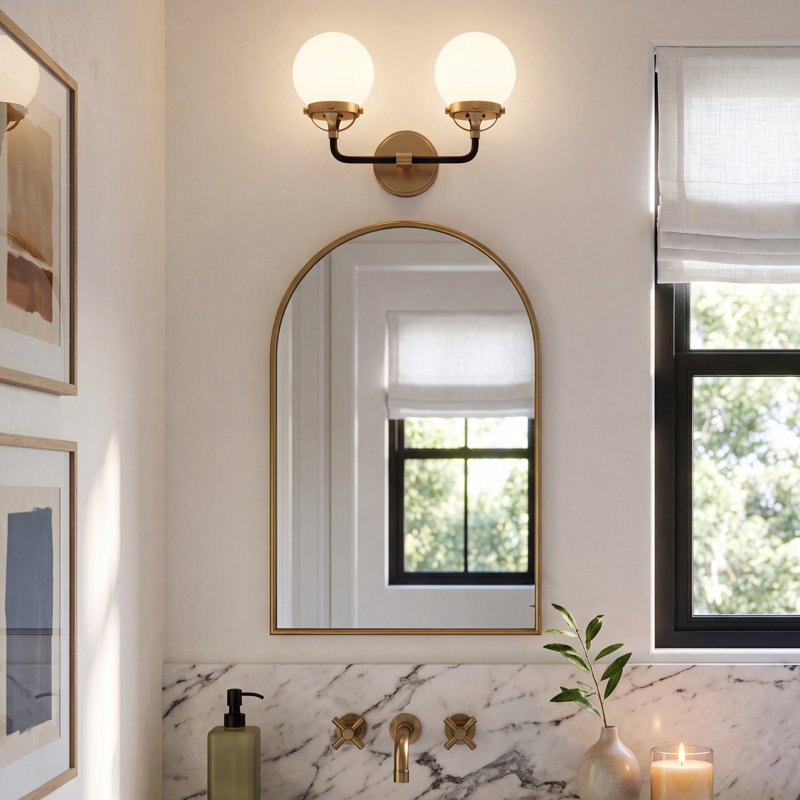 Newport 2-Light Steel Vanity Light, Satin Brass, No 