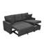 Canapé modulaire en lin avec lit escamotable et rangement pour chaise longue réversible-133015687