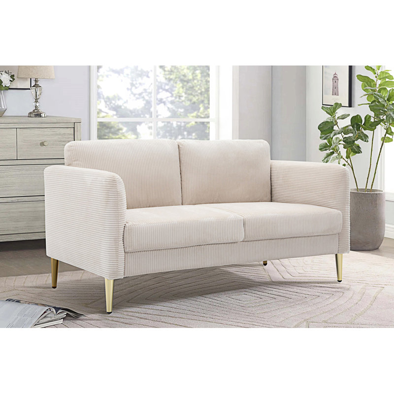 Causeuse moderne, coussins rembourrés moelleux, Beige