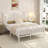 Queen Metal Platform Bed with Candle-Style Headboard and Footboard, Under-Bed Storage, Easy Assembly, White-72567971-72567970