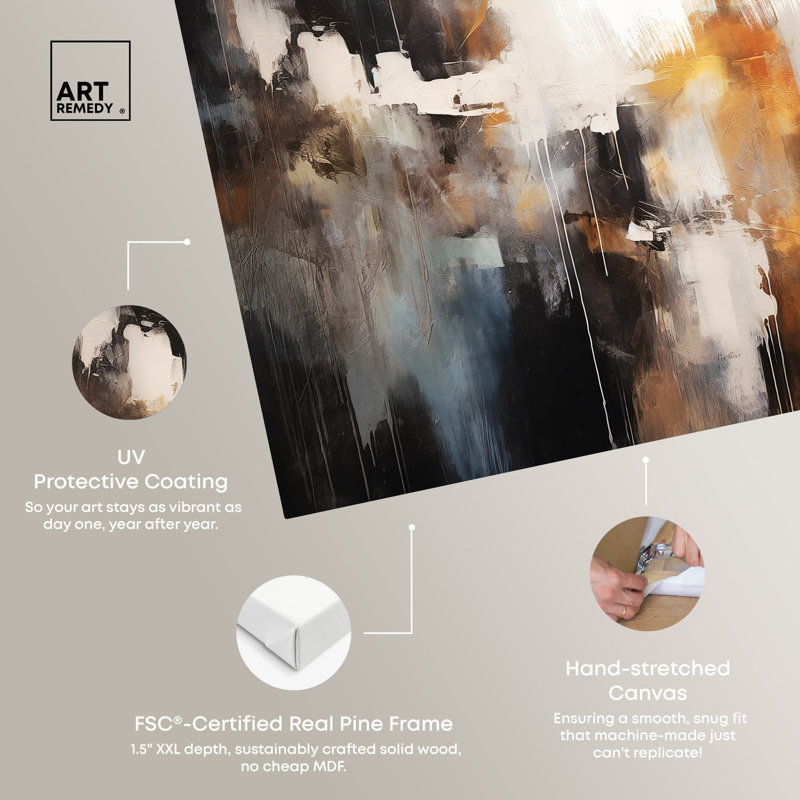 Abstract Waterfall Brown and White Canvas Wall Art, 24" x 16"