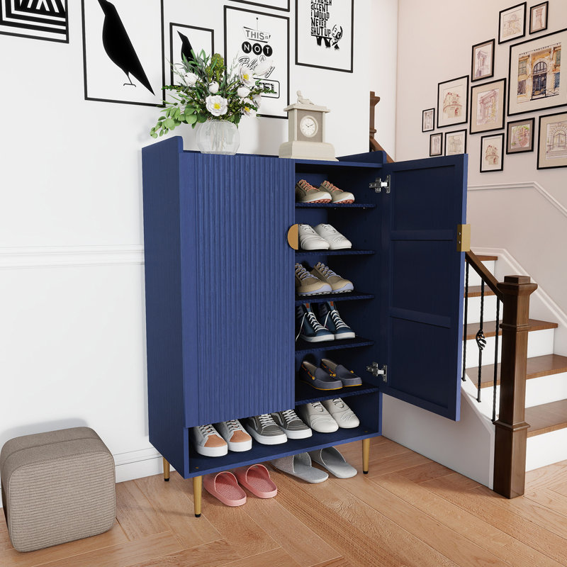 Rangement à chaussures moderne avec tablettes réglables, Bleu