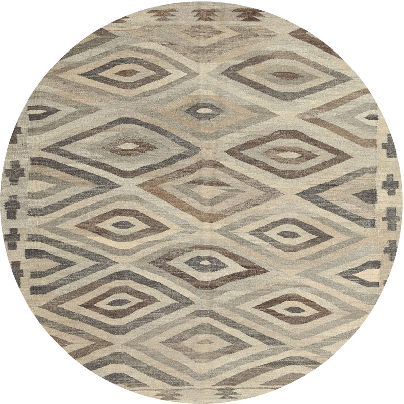 Tapis de zone d’olive clair contemporaine, Rond 3 pi