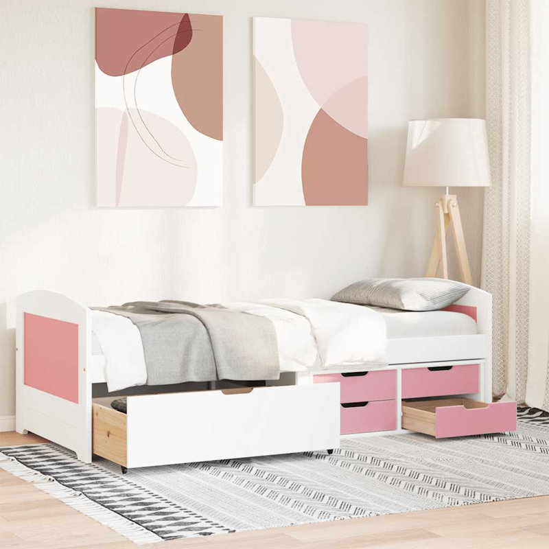 Vidaxl Day Bed With 5 Drawers Without Mattress IRUN White&Pink 90X200 Cm, White/Pink