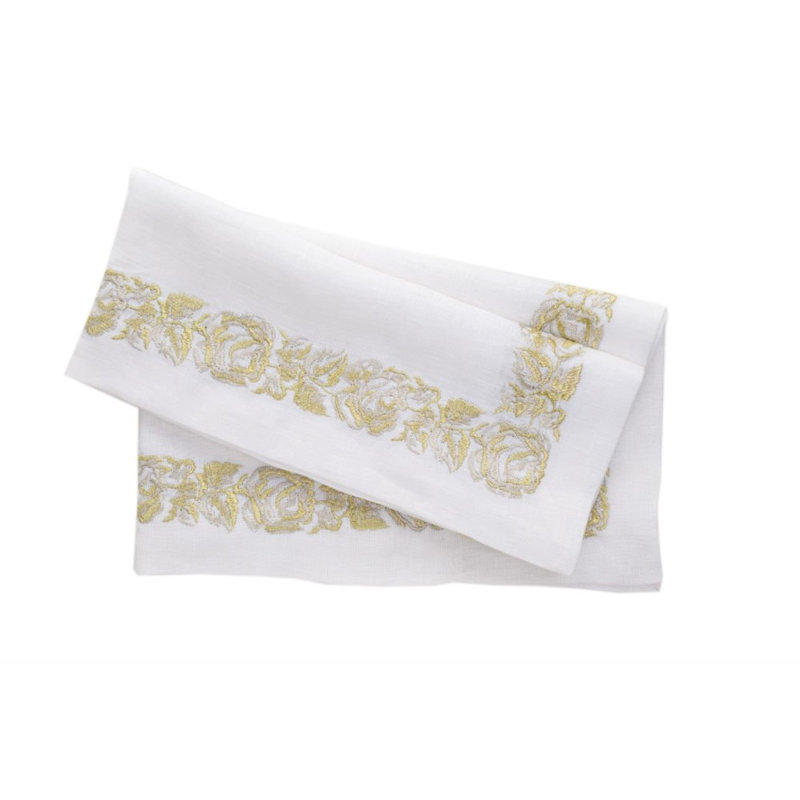 Rose Embroidered Border Napkin