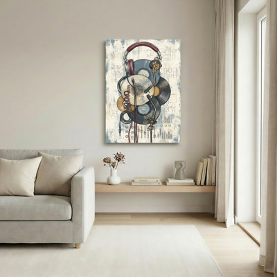Ensemble de 1 toile murale en vinyle musical