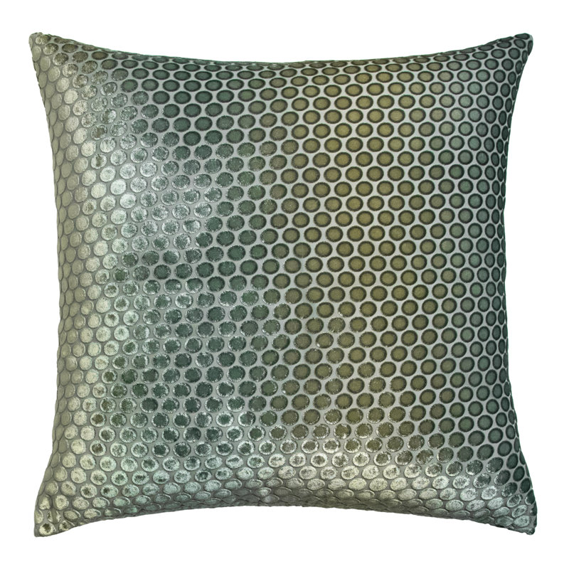 Dots Square Velvet Pillow Cover & Insert, 20"H x 20"W, Basil