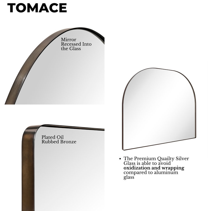Dezerae Metal Arched Mirror for Mantel, Bathroom, Oil Rubbed Bronze