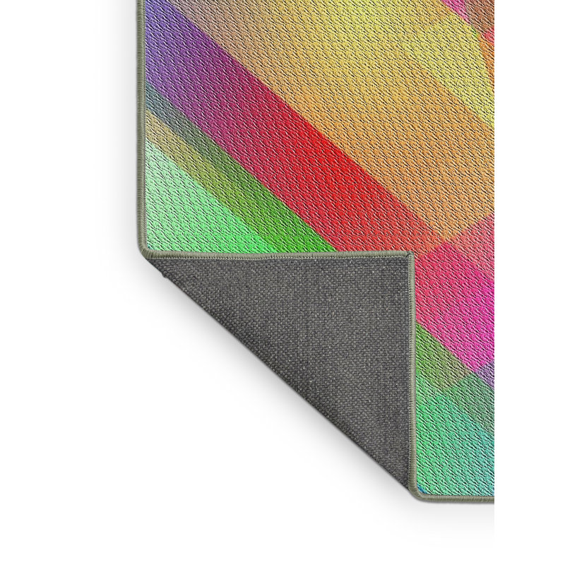Tapis bleu/rouge/bleu à motif, Rectangle 5 pi x 8 pi
