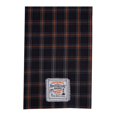 Apothecary Shoppe Plaid Halloween 100% Cotton Handwoven Dishtowel
