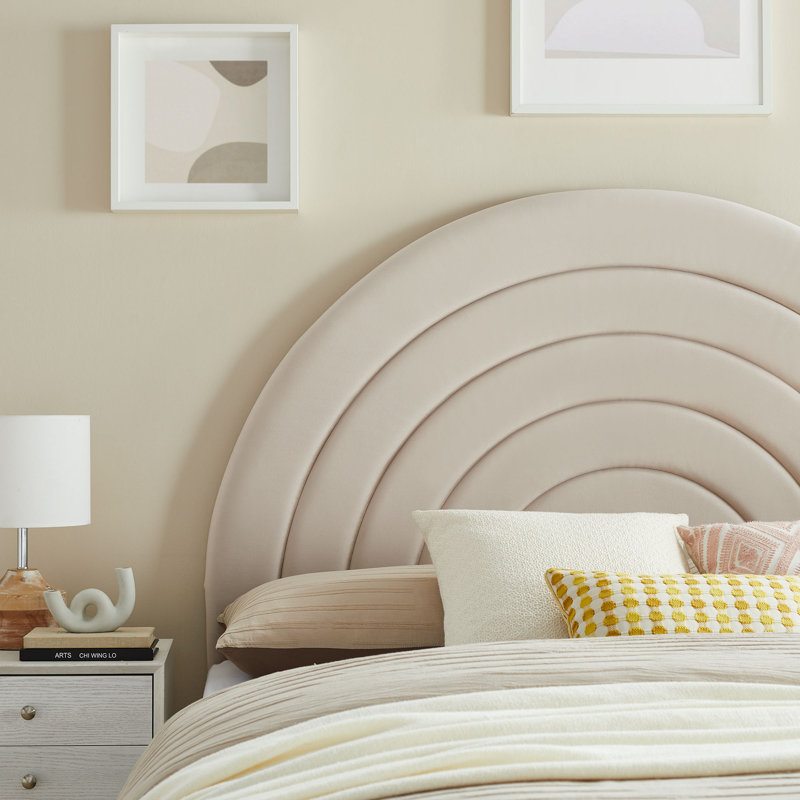 Solana Arched Performance Velvet Queen Headboard In Mulberry, null, null