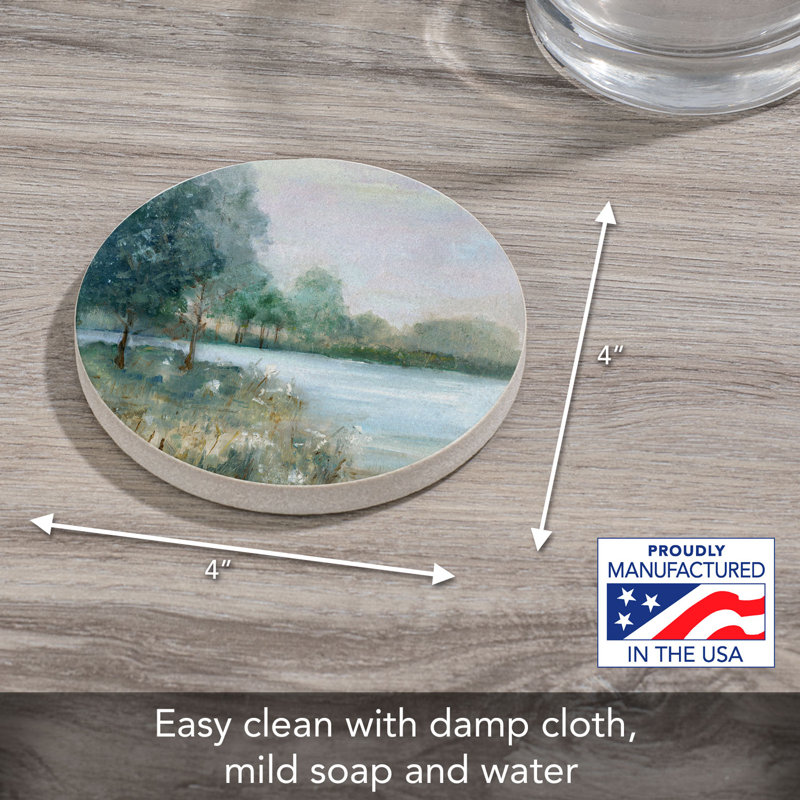 Tranquil Landscape Single Round Sandstone Coaster Create Your Own Set
