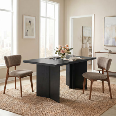 Table de salle à manger rectangulaire en bois Amiliana pour 2 à 8 personnes avec chaises de salle à manger rembourrées