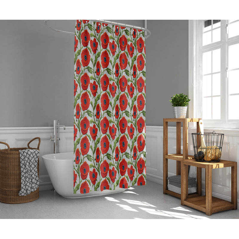 Floral and Abstract Shower Curtain, 72" H x 70" W