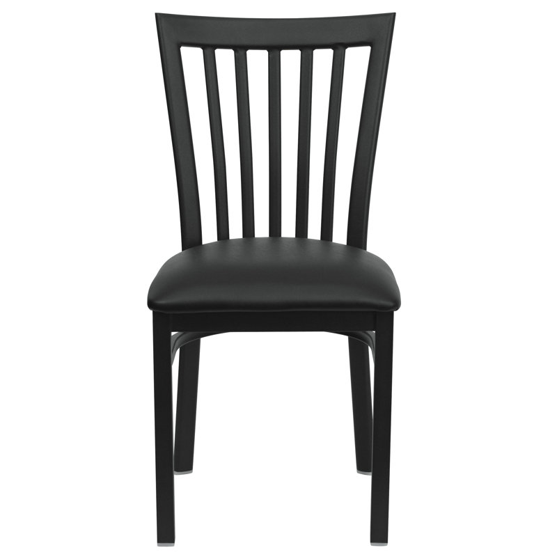 Oliverson School House Back Metal Restaurant Chair, Black Vinyl