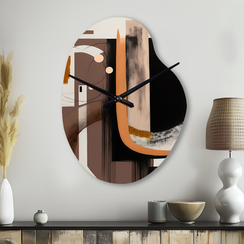 Art moderne à l'aquarelle - horloge asymétrique transitionnelle en métal, horloge murale moderne, Small
