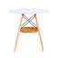 Table de salle à manger circulaire de 31,5 pouces de diamètre, plateau en panneau de fibres à densité moyenne blanc, pieds en bois massif, avec structure de panier de rangement tissé suspendu. Une table basse décontractée pouvant accueillir de 2 à 4 personnes.-1549637200