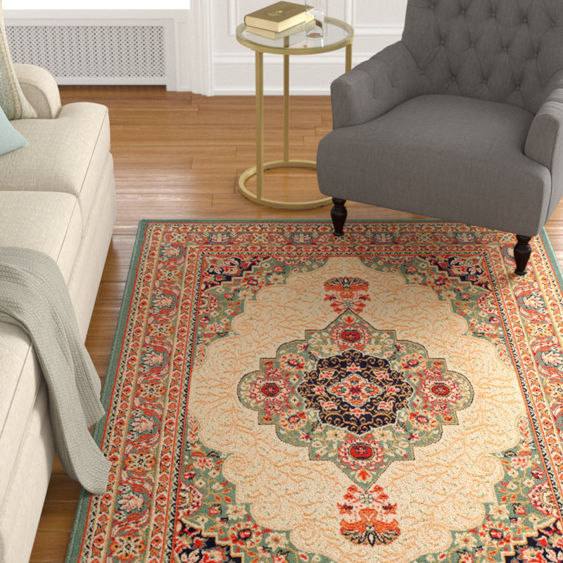 Tapis beige tissé à la machine Lavinia, Rectangle 2 pi x 3 pi