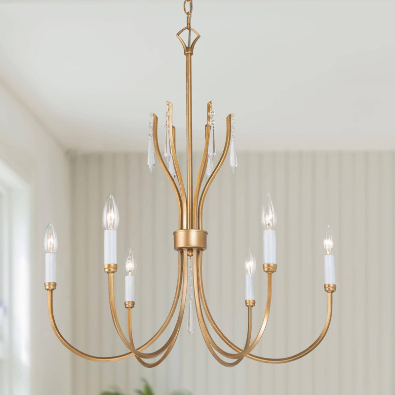6-Light Dimmable Gold Chandelier