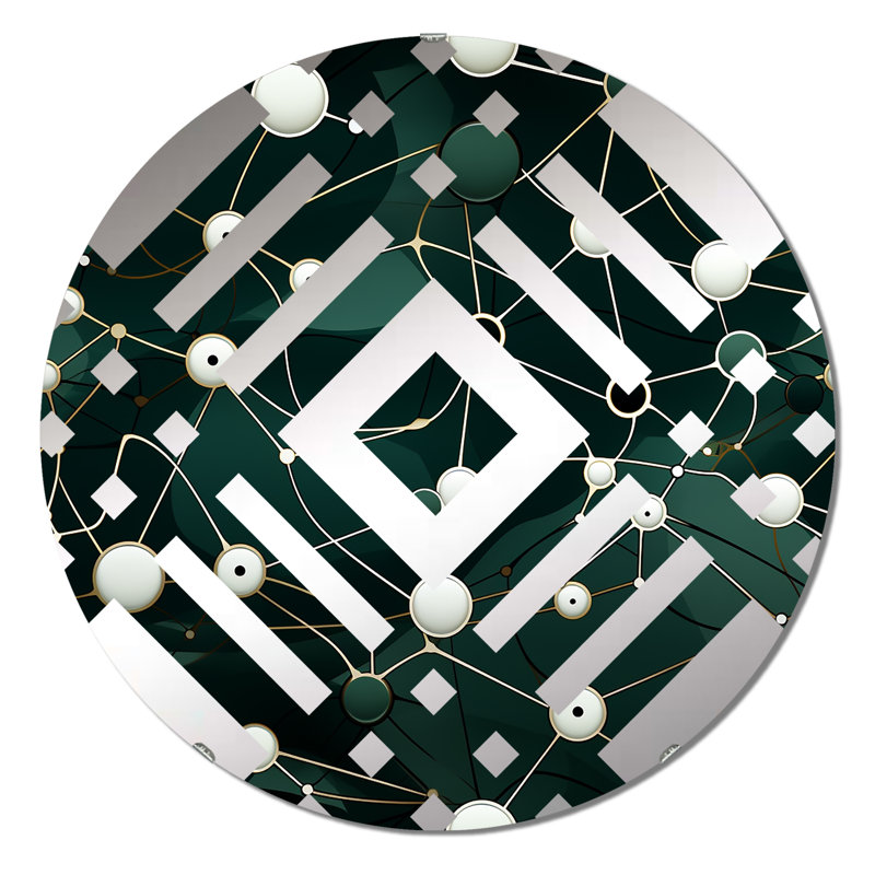Green Popart Techno Tangles - Diamond Decorative Mirror, 23.6" x 23.6"