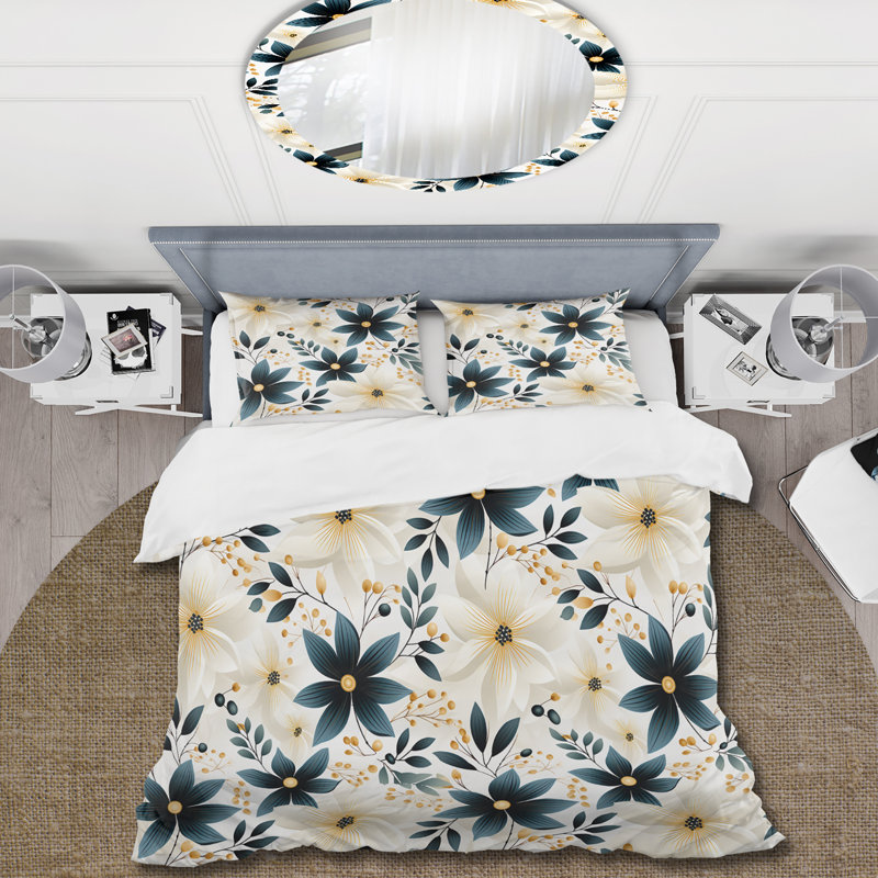 Ensemble de housse de couette Ivory Coastal Elegance, Housse de couette simple + 1 taie décorative stan